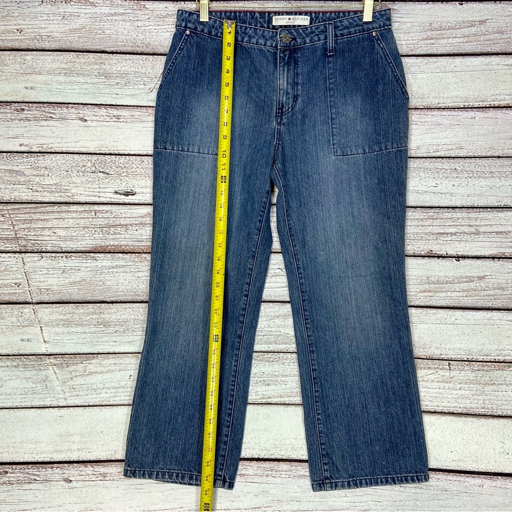 Vintage Tommy Hilfiger Jeans Womens Size 10 Slash Pockets Blue Embroidered - Picture 6 of 9